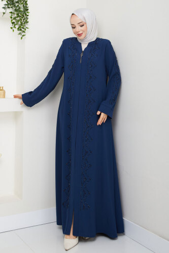 V Yaka Abaya TSD250123 İndigo - 4