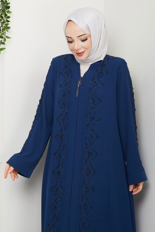 V Yaka Abaya TSD250123 İndigo - 2