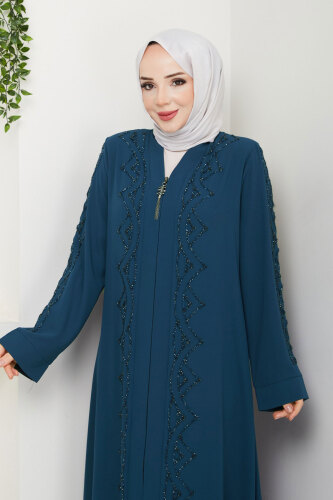 V Yaka Abaya TSD250123 İndigo - 2
