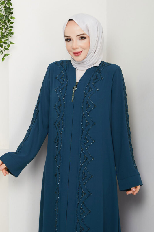 V Yaka Abaya TSD250123 İndigo - 2