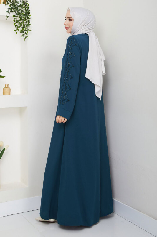 V Yaka Abaya TSD250123 İndigo - 5