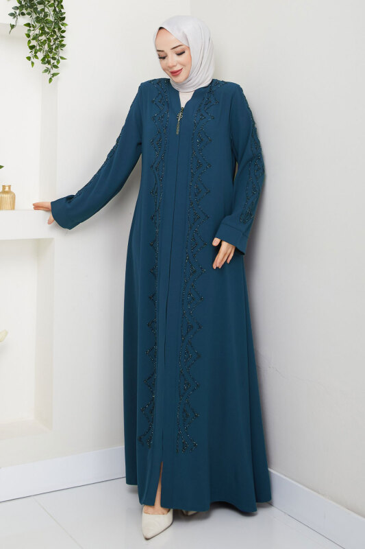 V Yaka Abaya TSD250123 İndigo - 3
