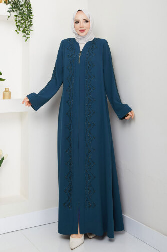 V Yaka Abaya TSD250123 İndigo - 4