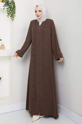 V Yaka Abaya TSD250123 Kahverengi 