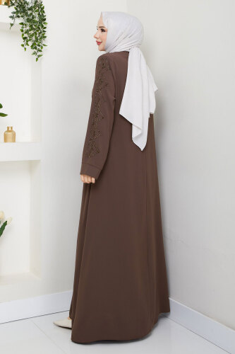 V Yaka Abaya TSD250123 Kahverengi - 6