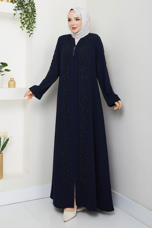 V Yaka Abaya TSD250123 Lacivert - 3