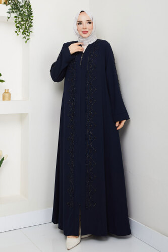 V Yaka Abaya TSD250123 Lacivert - 4