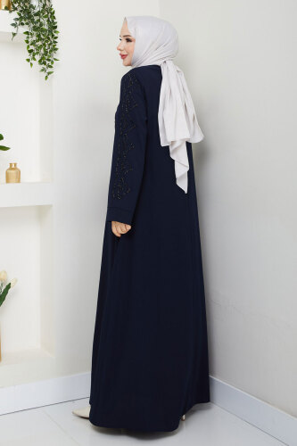 V Yaka Abaya TSD250123 Lacivert - 6