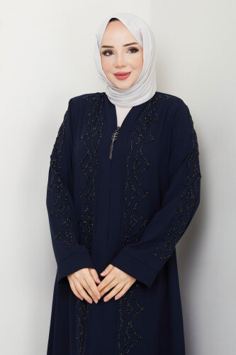 V Yaka Abaya TSD250123 Lacivert - 2