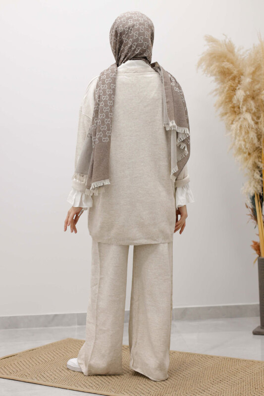 V Yaka Triko Takım TSD260117 Bej - 6