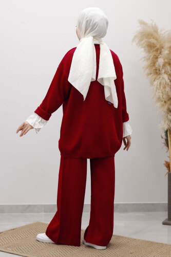 V Yaka Triko Takım TSD260117 Kırmızı - 6