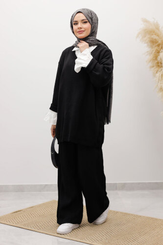 V Yaka Triko Takım TSD260117 Siyah - 3