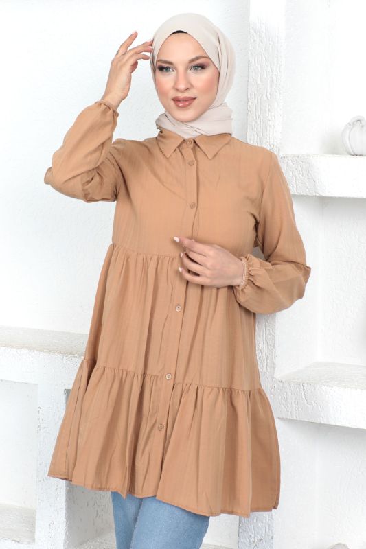 Volanlı Tunik TSD230370 Camel - 1