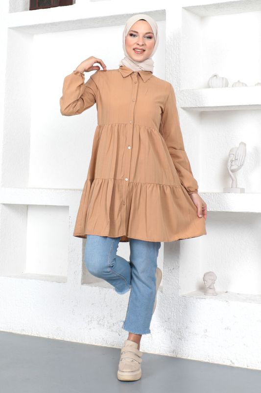 Volanlı Tunik TSD230370 Camel - 4