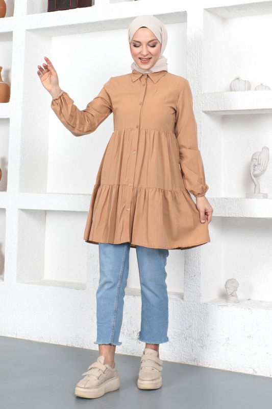 Volanlı Tunik TSD230370 Camel - 3