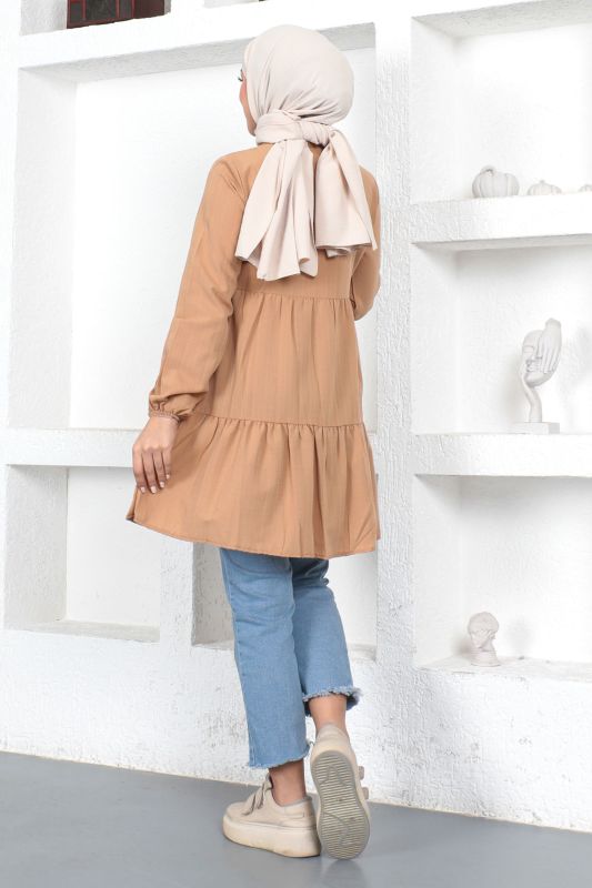 Volanlı Tunik TSD230370 Camel - 5