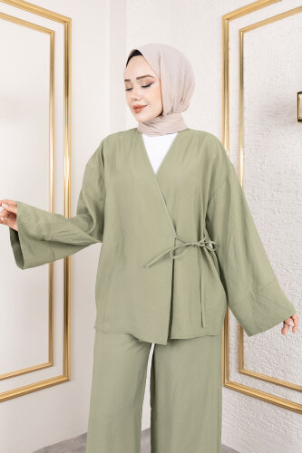 Yan Bağlamalı Kimono Takım TSD250200 Yeşil - 2