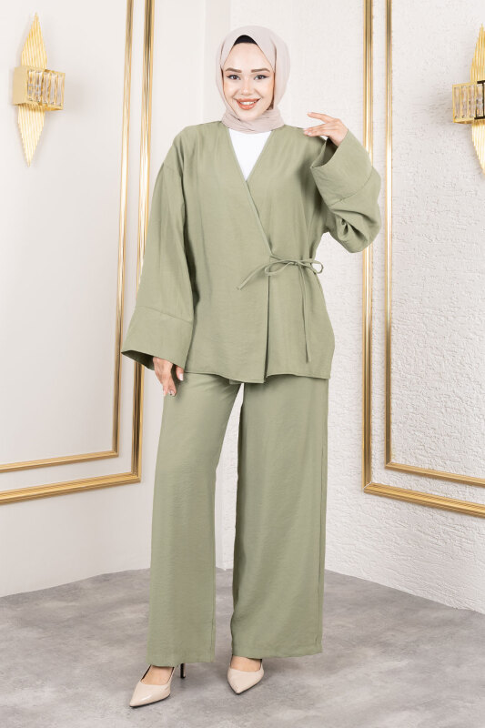 Yan Bağlamalı Kimono Takım TSD250200 Yeşil - 1