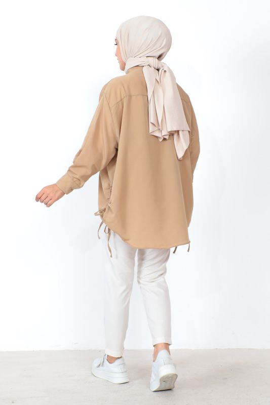 Yanı Büzgülü Tunik TSD230902 Camel - 5