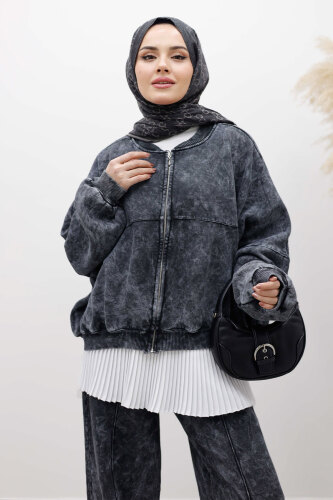 Yıkamalı Şardonlu Eşofman Takım TSD250260 Füme - 2