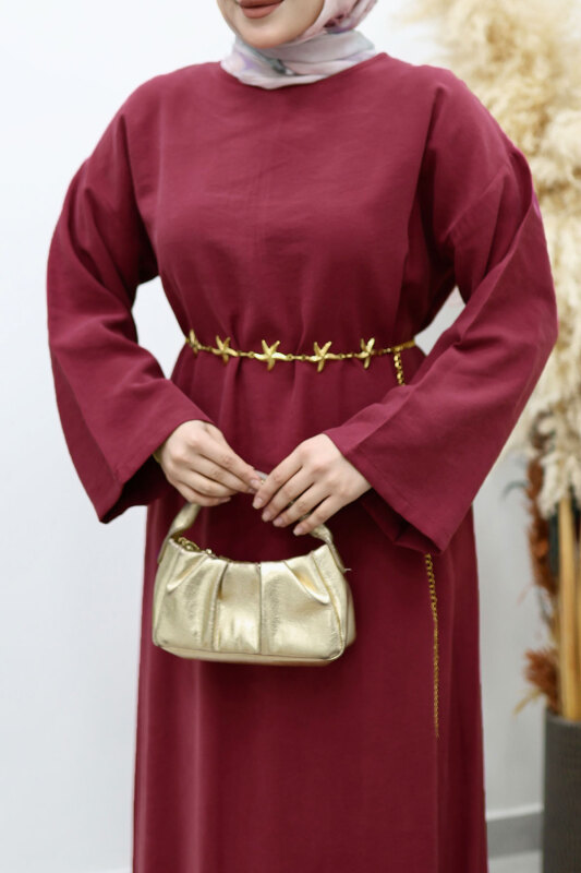 Yıldız Kemerli Elbise TSD260139 Fuşya - 4