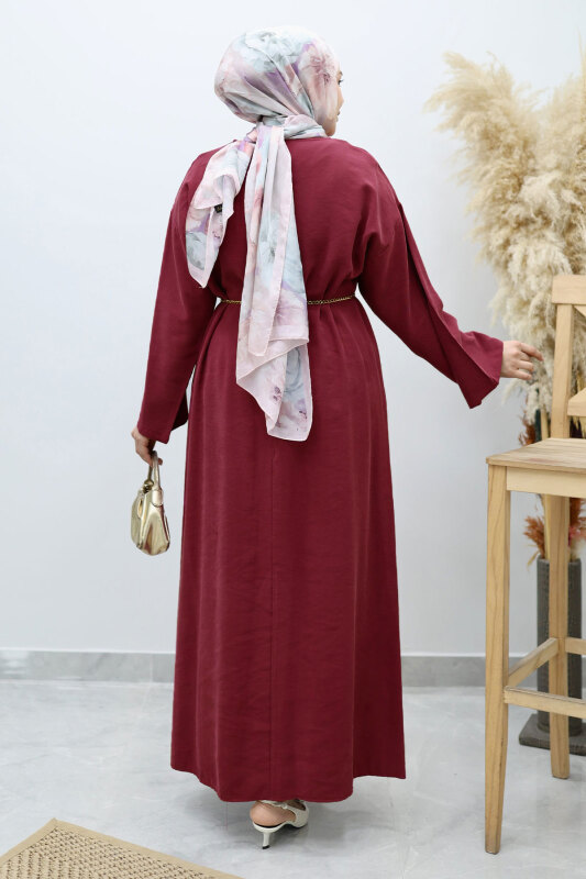 Yıldız Kemerli Elbise TSD260139 Fuşya - 6