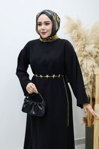 Yıldız Kemerli Elbise TSD260139 Siyah - 2
