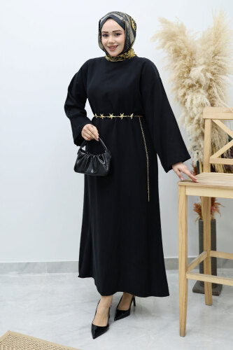 Yıldız Kemerli Elbise TSD260139 Siyah - 3