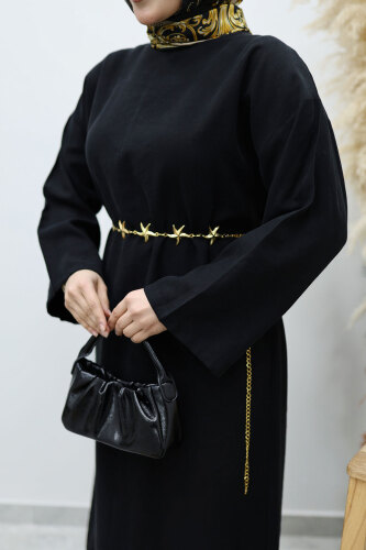 Yıldız Kemerli Elbise TSD260139 Siyah - 4