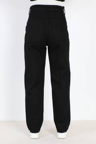 Yüksek Bel Bol Paça Kot Pantolon TSD231008 Siyah - 4