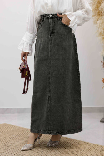 Yüksek Bel Kot Etek TSD260120 Antrasit - 4