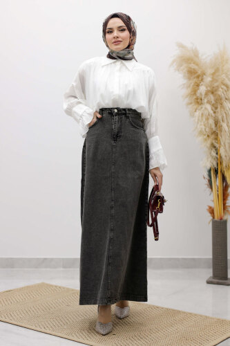 Yüksek Bel Kot Etek TSD260120 Antrasit - 5