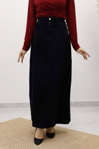 Yüksek Bel Kot Etek TSD260120 Siyah - 2