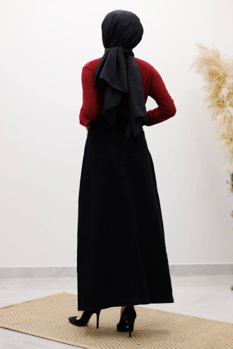 Yüksek Bel Kot Etek TSD260120 Siyah - 6