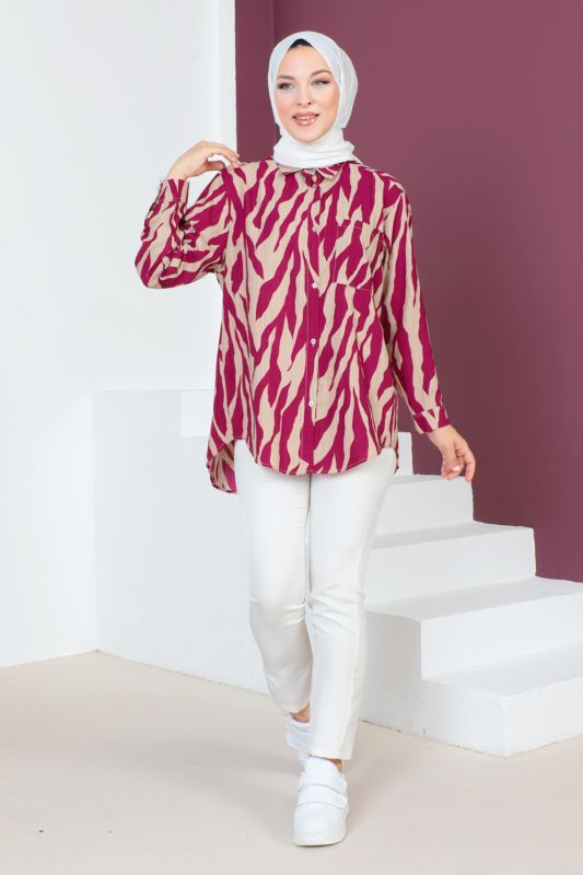 Zebra Desenli Tunik TSD230639 Fuşya - 1