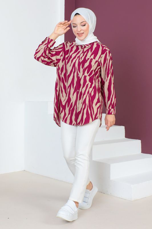 Zebra Desenli Tunik TSD230639 Fuşya - 4