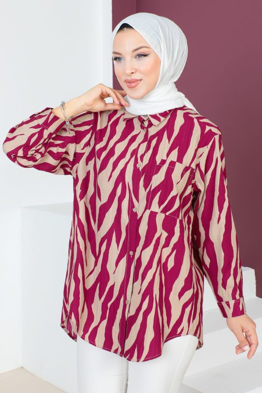 Zebra Desenli Tunik TSD230639 Fuşya - 2