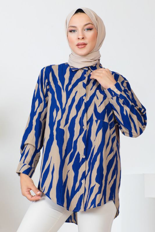 Zebra Desenli Tunik TSD230639 Mavi - 2