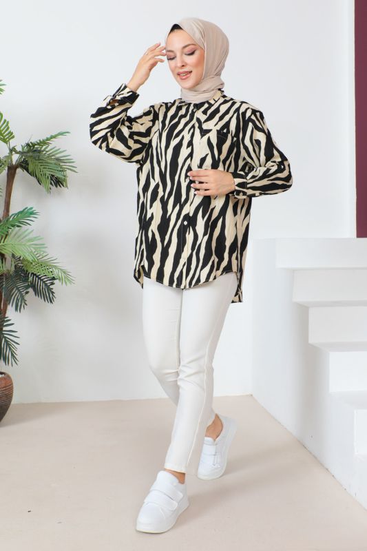 Zebra Desenli Tunik TSD230639 Siyah - 3