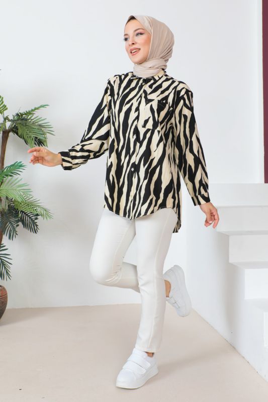 Zebra Desenli Tunik TSD230639 Siyah - 4