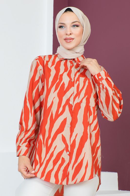 Zebra Desenli Tunik TSD230639 Turuncu - 2