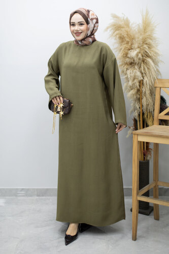 Zincir Kemerli Elbise TSD260191 Haki - 5