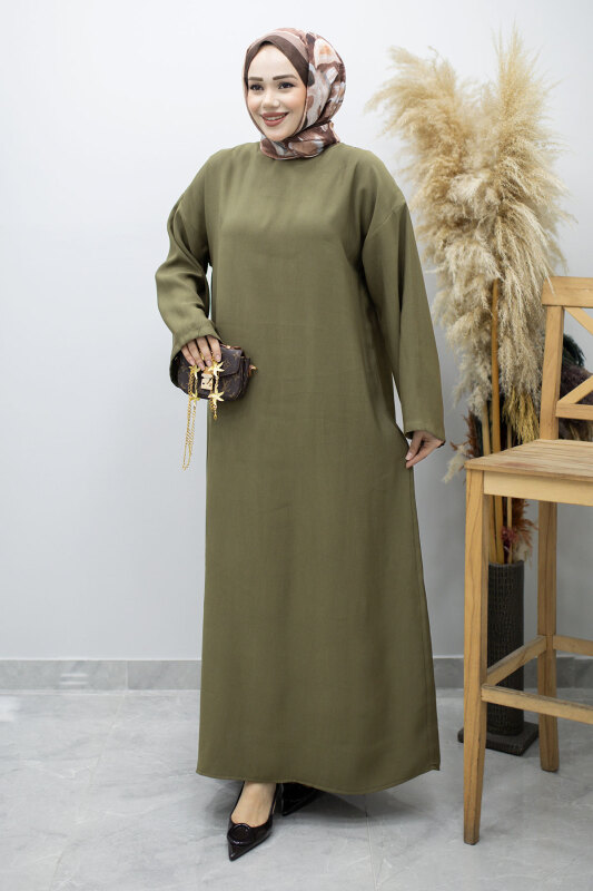 Zincir Kemerli Elbise TSD260191 Haki - 5