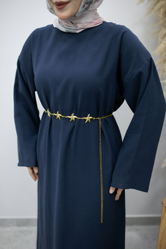Zincir Kemerli Elbise TSD260191 Lacivert - 3