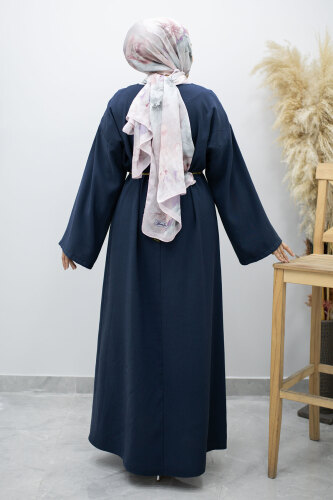 Zincir Kemerli Elbise TSD260191 Lacivert - 6