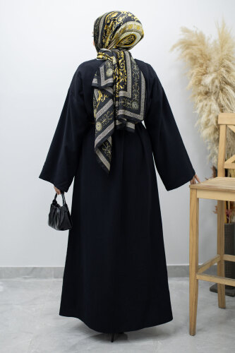 Zincir Kemerli Elbise TSD260191 Siyah - 6